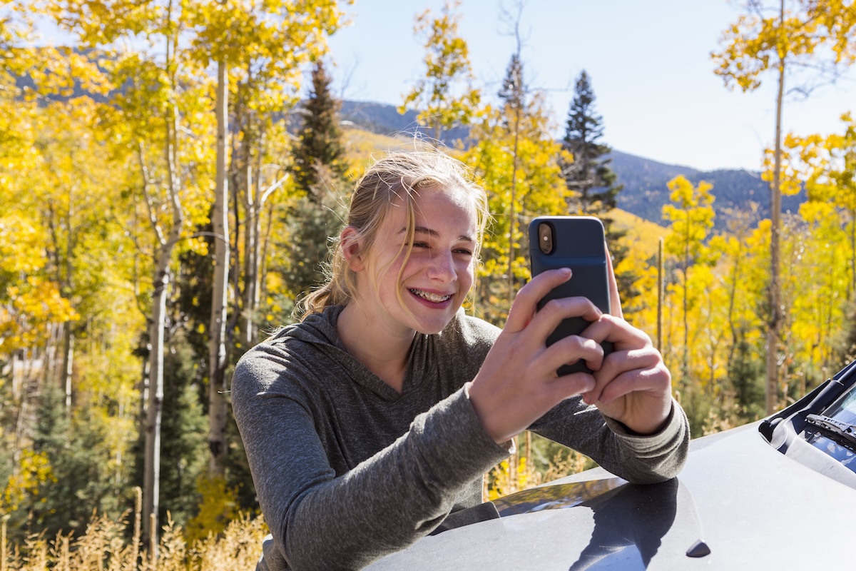 image of a young girl on a hike in southern utah furing fall season.